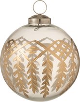 J-Line Kerstbal Chloe Glas Transparant/Goud Small - 6 stuks