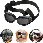 Hondenzonnebril - met verstelbare bandjes - Hondenbril - voor kleine rassen - Winddicht - UV-bescherming - Kleine hondenbril - Winddicht - Anticondens - Waterdicht - voor kleine puppykatten van 4-10 kg (zwart)