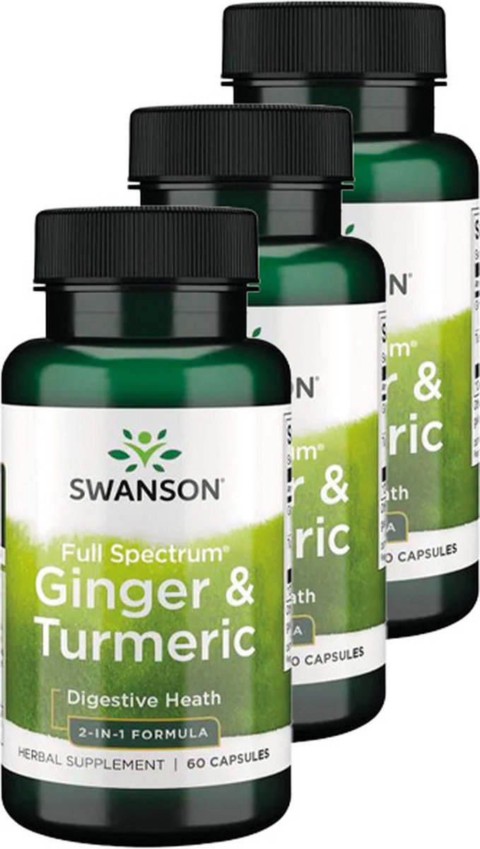 Goedkoopste Swanson | Ginger & Turmeric | 3 stuks | 3 x 60 Capsules