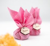 Linnen stoffen wikkel 20 x 20 cm - Roze - 10 stuks - Geboorte - Decoratie - Huwelijk - Valentijn - Doopsuiker - Communie - Lentefeest - Feest decoratie - Tafeldecoratie - Geschenk