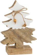 J-Line Kerstboom Touw - hout - wit/naturel - small - 2 stuks