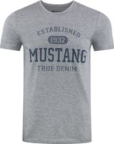 Mustang Heren T-Shirt Basic Print Tee regular fit Grijs 3XL Ronde Hals Volwassenen Opdruk Print Shirts
