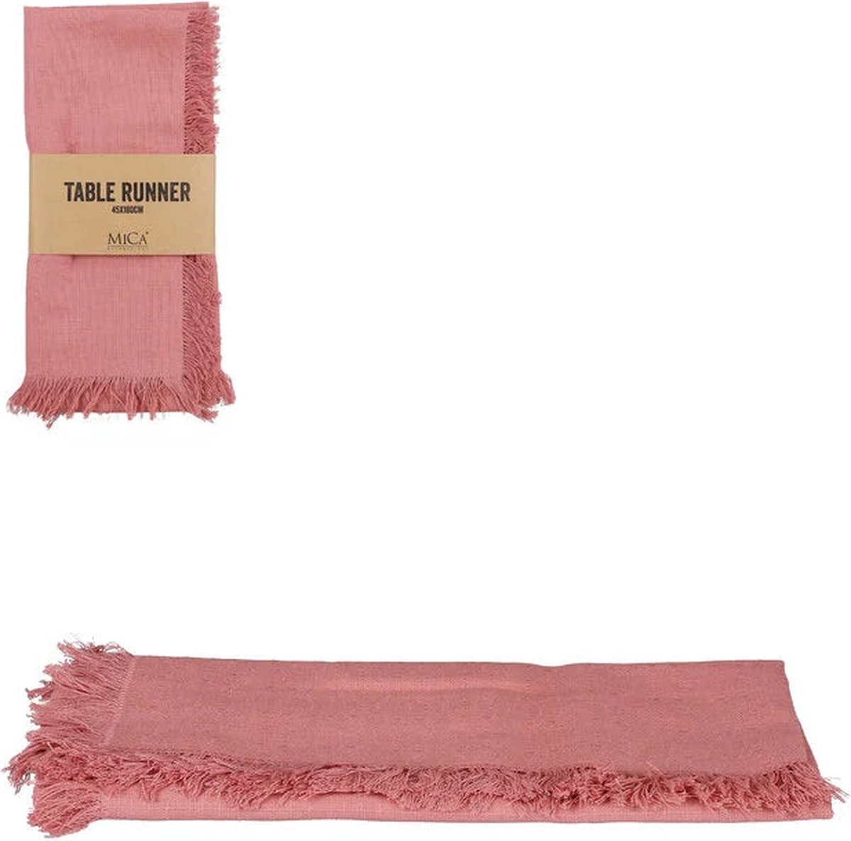 Mica Decorations Villia Tafelloper - L180 x B45 cm - Katoen - Zalm