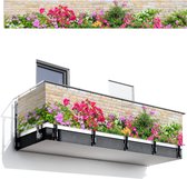 Balkonscherm 500x80 cm - Balkonposter Bloemen - Planten - Bladeren - Stenen - Balkon scherm decoratie - Balkonschermen - Balkondoek zonnescherm