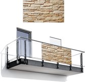 Balkonscherm 200x110 cm - Balkonposter Stenen - Beige - Bruin - Licht - Balkon scherm decoratie - Balkonschermen - Balkondoek zonnescherm