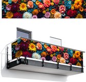 Balkonscherm 500x110 cm - Balkonposter Bloemen - Planten - Kleurrijk - Balkon scherm decoratie - Balkonschermen - Balkondoek zonnescherm