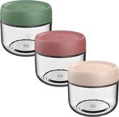 3-Pack 10oz Glazen Pot met Schroefdeksel - Lekvrije Nachthaver Container voor Yoghurt, Havermout, Salade - 3 Kleuren