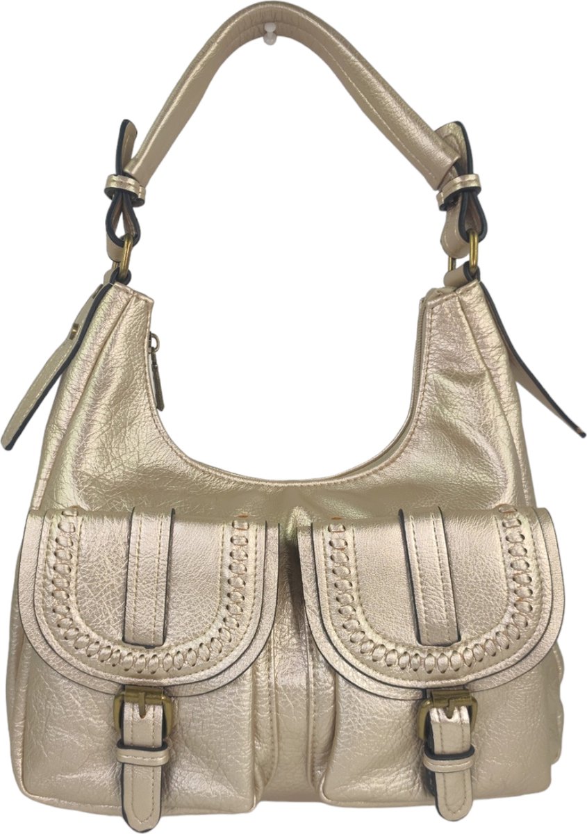 Mandoline - trendy handtas / schoudertas - met verstelbare en afneembare schouderriem - goud