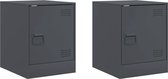 vidaXL - Nachtkastjes - 2 - st - 34,5x39x44 - cm - staal - antracietkleurig