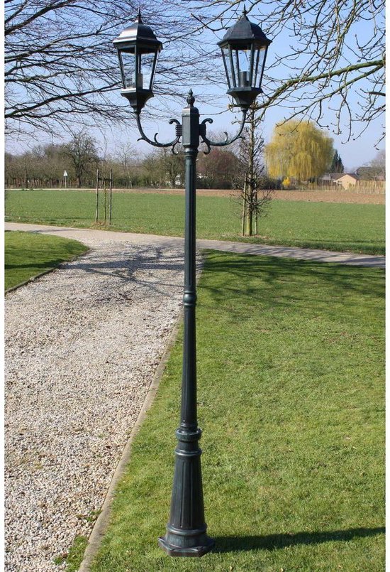 Lantaarnpaal 230cm - 2 lampen - Groen Zwart | bol.com