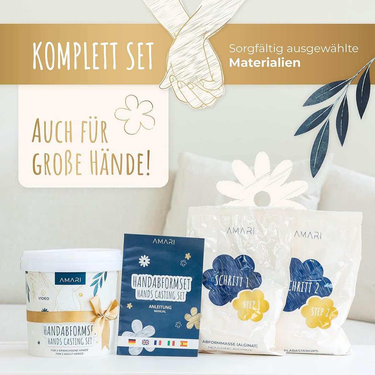 Goedkoopste Handafdrukset voor koppels, 3D-gipsafdrukset, Valentijnsdag, bruiloft, jubileum, Kerstmis, hoogwaardige gipsafdrukset
