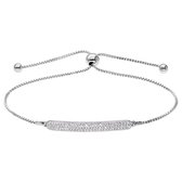 Lucardi Dames Zilveren armband plaat kristal - Armband - 925 Zilver - Zilver - 22 cm