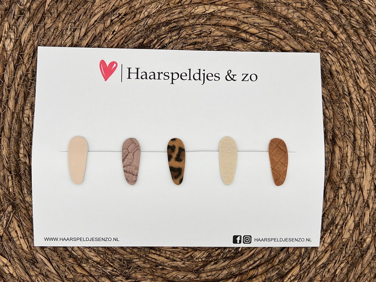 Haarspeldjes 'Lott' setje 9 - speldje met imitatieleer - 3 cm speldjes