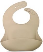 Baby Minoe - Silicone slabber - XXL opvangbak - verstelbaar - vaatwasserbestendig - Warm Taupe