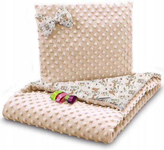 Foto: Exclusief minky set deken met kussen 55x75 cm eekhoorns