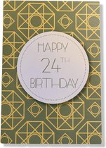 Hoera 24 Jaar! Luxe verjaardagskaart - 12x17cm - Gevouwen Wenskaart inclusief envelop - Leeftijdkaart