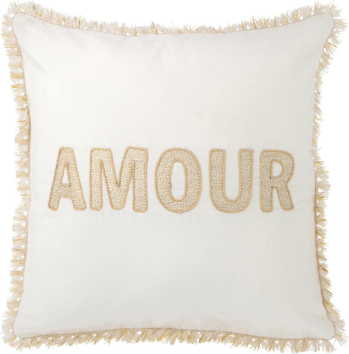 J-Line kussen Amour - textiel - wit/goud