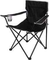 Campingstoel - Zwart - Vouwstoel - Vissersstoel - Kampeerstoel - Klapstoel - Buiten - Draaggewicht 110kg - Opvouwbare stoel
