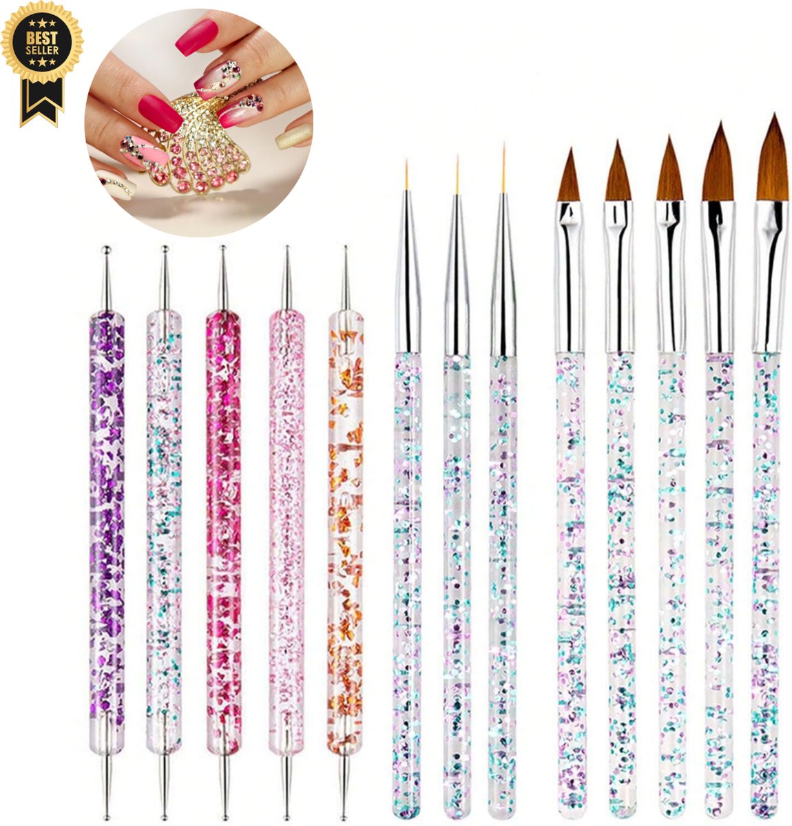 Goedkoopste GUAPÀ® Nail Art Penselen 13 pcs | Acryl Penselen | Nagel Penselen | Nail Brushes | Dotting Penseel | Nail Art lines | French Manicure | 13 Penselen Nail Art