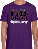 Bellatio Decorations Verkleed shirt heren - eighties party - paars - 80s - foute party - carnaval S
