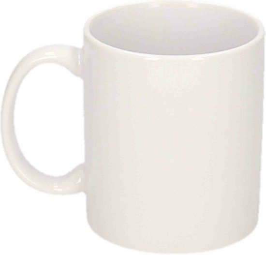 Bellatio Decorations Tasse à Café/thé - blanc - céramique - 300 ml - tasse non imprimée - projet DIY