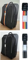 Riem de valise avec cadenas TSA - Sangle à bagages - Sangle à bagages - 200 cm - Arc-en-ciel et Zwart - 2 pièces