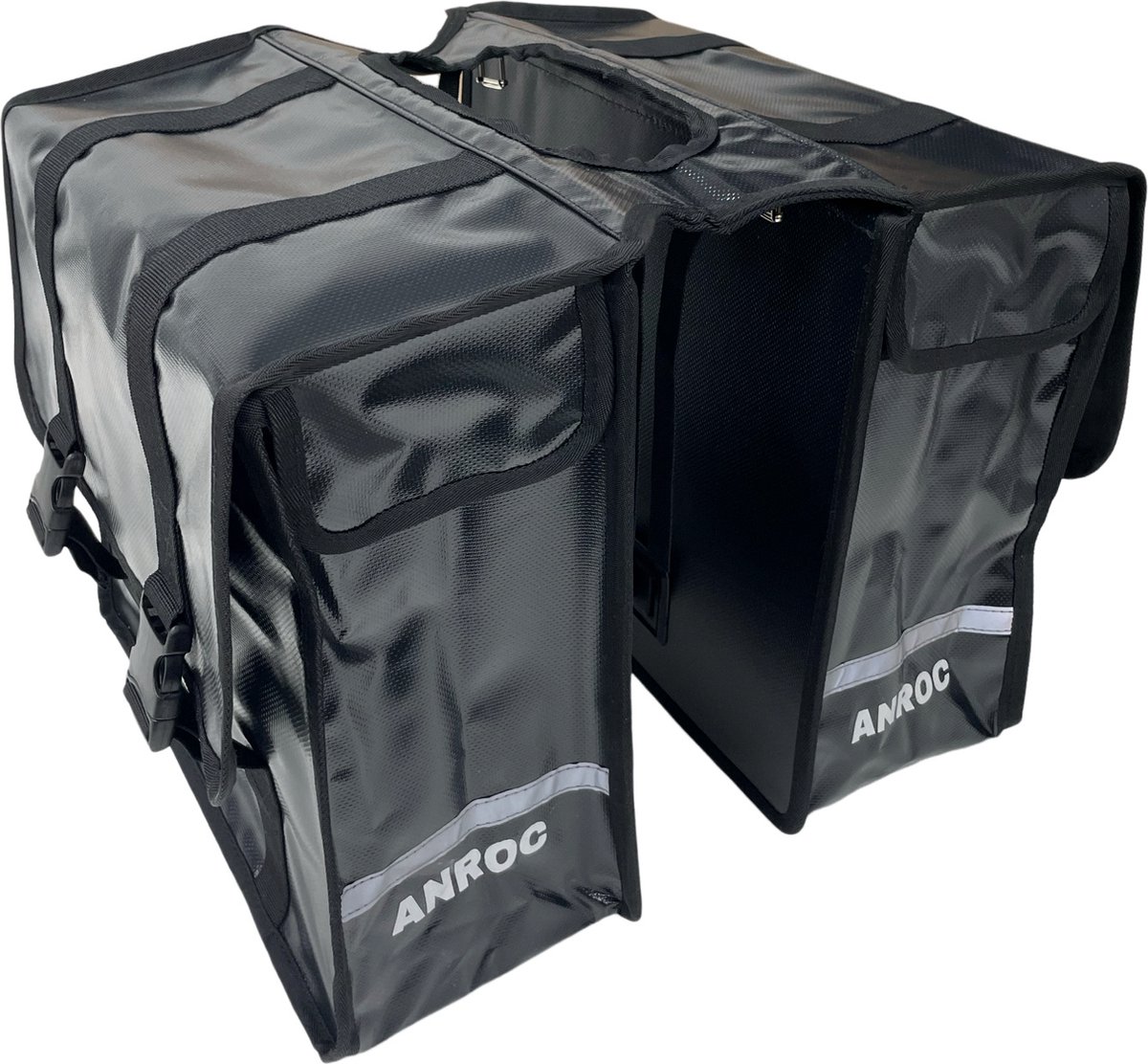 Anroc Dubbele fietstas 46L zwart - Tarpaulin PVC - Waterdicht en Reflecterend