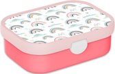 Mepal Broodtrommel voor Kinderen - Bento Lunchbox - Regenboog - Inclusief Bentobakje & Vorkje - BPA vrij en Vaatwasserbestendig - 750 ml - Kleine Regenbogen