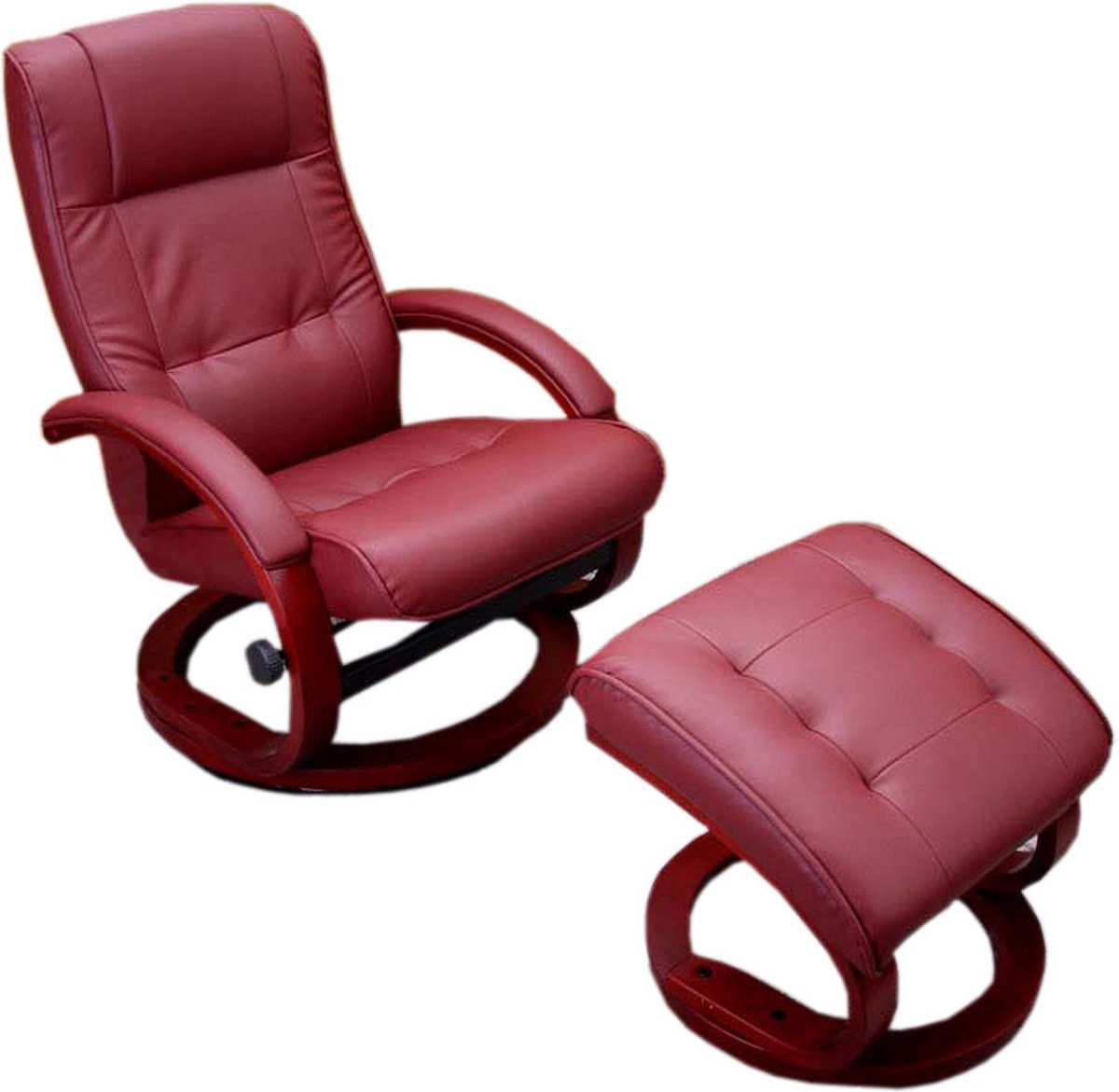 MCW TV fauteuil Relaxfauteuil Pescatori, kunstleer, met hocker ~ bordeaux