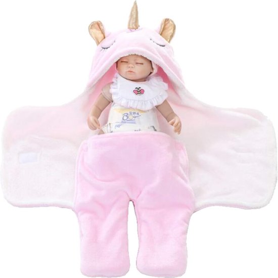 gigoteuse bébé couverture câline polaire couverture chaude capuche sac de couchage avec pieds séparés, rose 0-6 mois