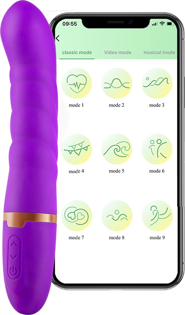 Goedkoopste Cupitoys® Vibrator met app - 22,5cm - Paars - 9 standen - Vibrators voor vrouwen en mannen - Sex toys voor vrouwen en mannen
