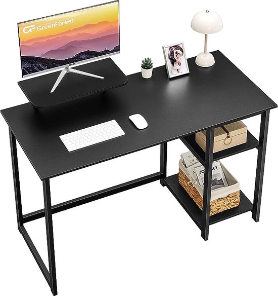 SHOP YOLO-computertafel- voor thuisgebruik met omkeerbare opbergplanken-120 cm-klein-met verstelbare planken-voor in kleinere