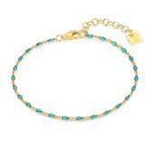 Bracelet Twice As Nice en argent plaqué or 18 carats, émail turquoise 16 cm + 3 cm