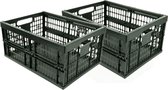 Cagettes à provisions - 2 pièces - Caisse pliante - Caisse pliante - Zwart - Grijs foncé - 32 litres
