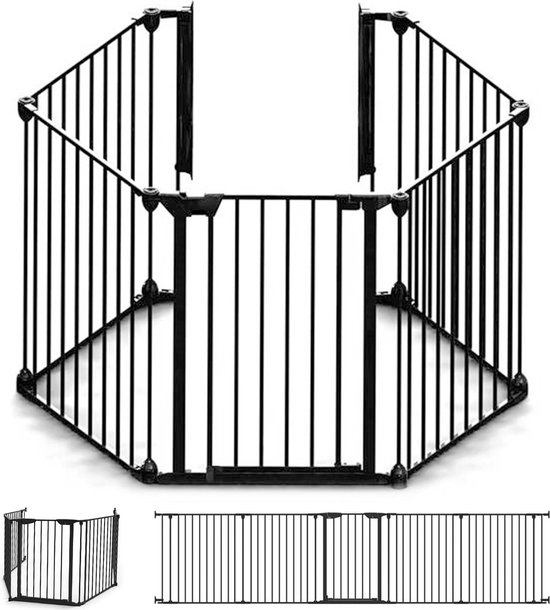 Foto: Noma 5 panelen veiligheidshek kamer verdeler tot 315 cm zwart kachelhek veiligheidshek voor open haard