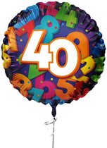 Folieballon "40" - verjaardag - 45cm - voor helium en lucht
