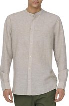 Only & Sons Chemise Onscaiden Ls Solid Linen Mao Shirt 22019173 Chincilla Men Size - S