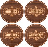 Whisiskey Onderzetters - Hout - 4 Whisky Onderzetters - Onderzetters voor Glazen - Onderzetters Design - Whiskey Glazen - Cadeau