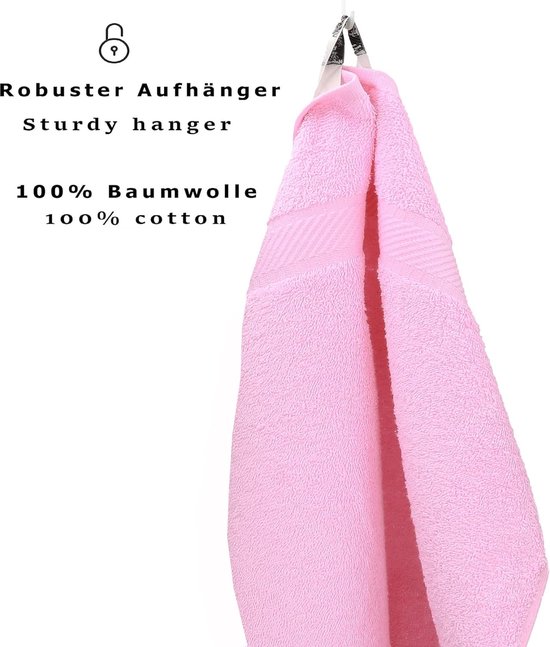12-delige handdoekenset Palermo 100% katoen 2 ligdoeken 4 handdoeken 2 gastendoekjes 2 zeepdoekjes 2 washandjes kleur roze