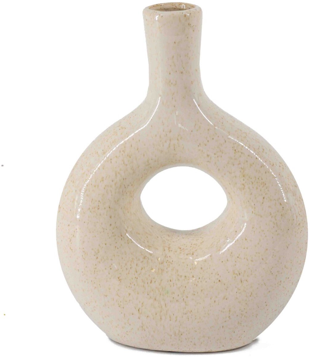 homebound by ky Aardewerk donut vaas beige | donut vaas | bloemenvaas Off-white