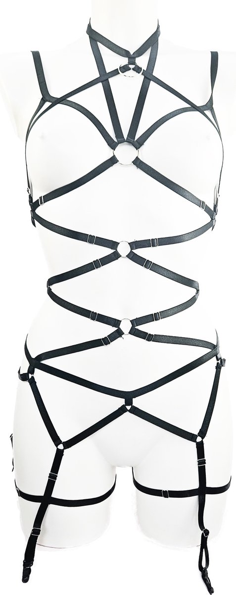 Goedkoopste BamBella ® - Sexy Erotische bondage Lingerie onesize Dames body Zwart pak
