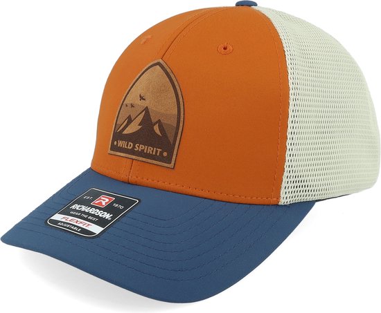 Hatstore- Mountain Landscape Patch Desert Orange/Khaki/Blue Trucker - Wild Spirit Cap