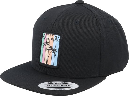 Hatstore- Kids Summer Palms Patch Black Snapback - Kiddo Cap Cap