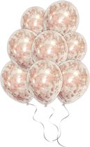 LUQ - Luxe Rose Gouden Confetti Helium Ballonnen - 10 stuks - Verjaardag Versiering - Decoratie - Rose Goud Latex Ballon