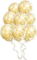 LUQ - Luxe Gouden Confetti Helium Ballonnen - 10 stuks - Verjaardag Versiering - Decoratie - Feest Ballon Goud Latex