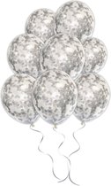 LUQ - Luxe Zilveren Confetti Helium Ballonnen - 25 stuks - Verjaardag Versiering - Decoratie - Latex Confetti Ballon Zilver