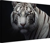 Witte tijger portret schilderij - Tijger wanddecoratie - Schilderij op canvas Dier - Landelijk schilderij - Schilderijen canvas - Decoratie kamer 90x60 cm