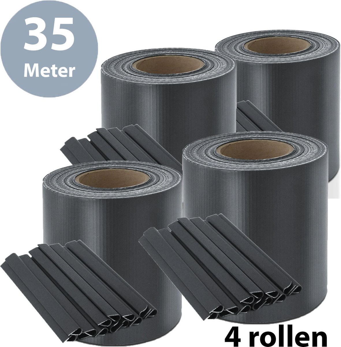 ForDig Vlechtband Antraciet (4 Rollen) - 35x0,19 Meter - Privacyband Tuinscherm - Privacystrips Voor Tuinafsluiting - PVC