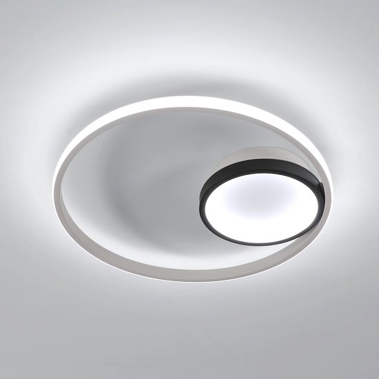 Delaveek-Ronde LED Aluminium Plafondlamp - Zwart + Wit - Wit 6500K - 40W - Dia 40cm