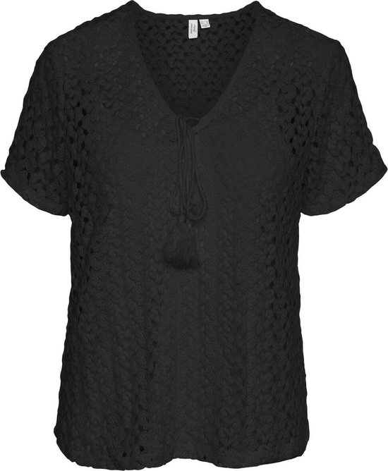 Vero Moda T-shirt Vmkylie S/s V-neck Top Wvn Btq 10308007 Black Dames Maat - L